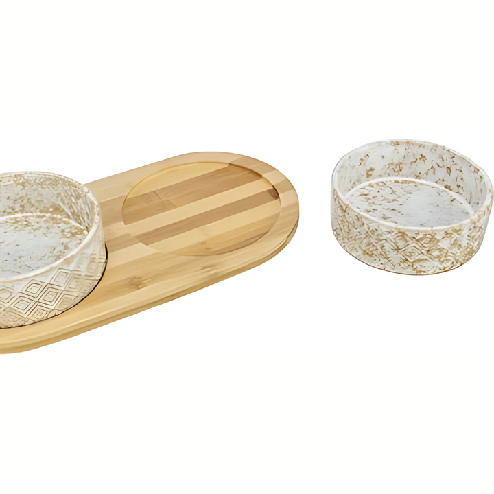 Trixie Set Futter- und Wassernapf aus Keramik / Bambus