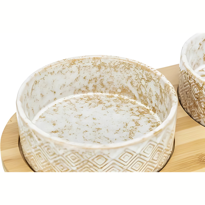 Trixie Set Futter- und Wassernapf aus Keramik / Bambus