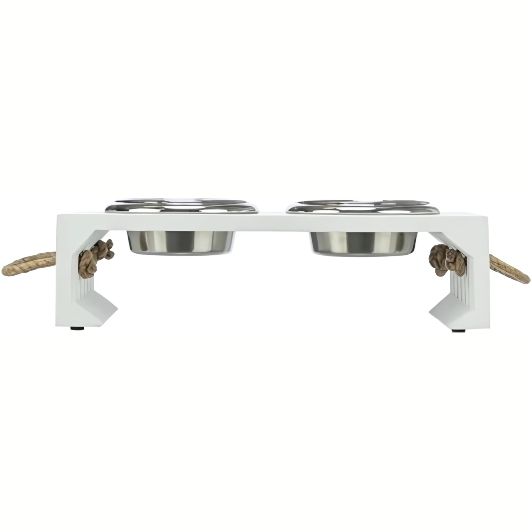 Trixie Be Nordic Set Fressnapf Wassernapf Holz Edelstahl Weiss