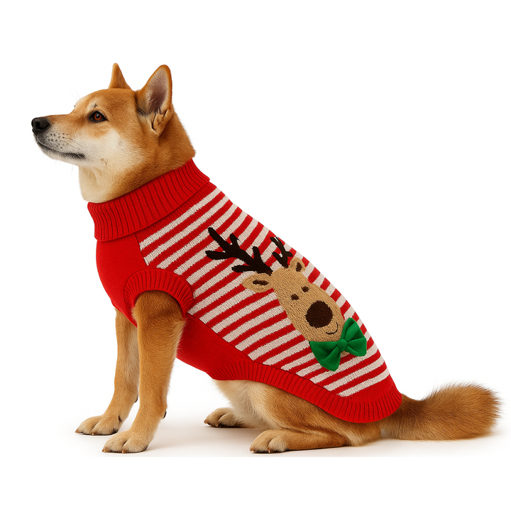 Hundepullover Rentier - Gestreift