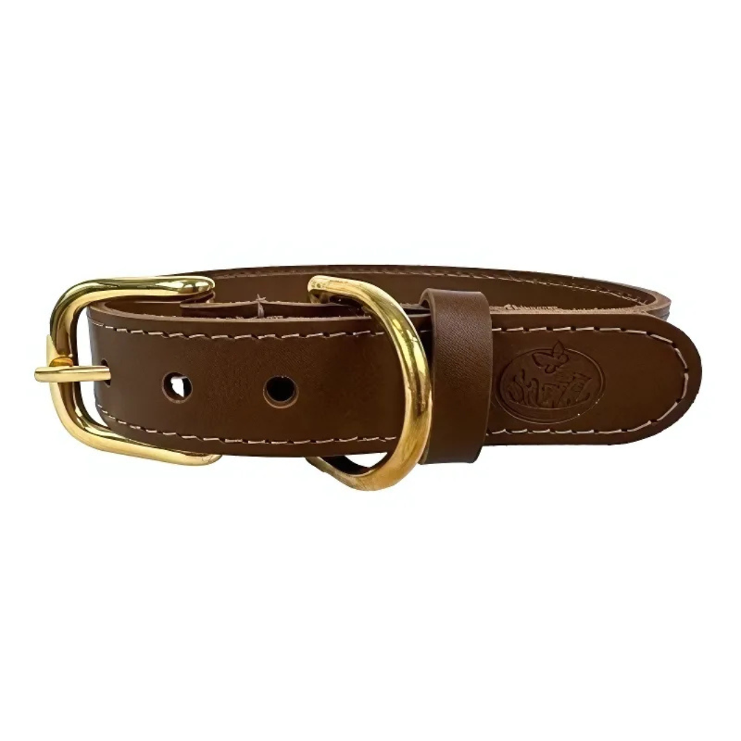 Sazzz Hundehalsband Braveheart Classic Leder Sattel - Braun