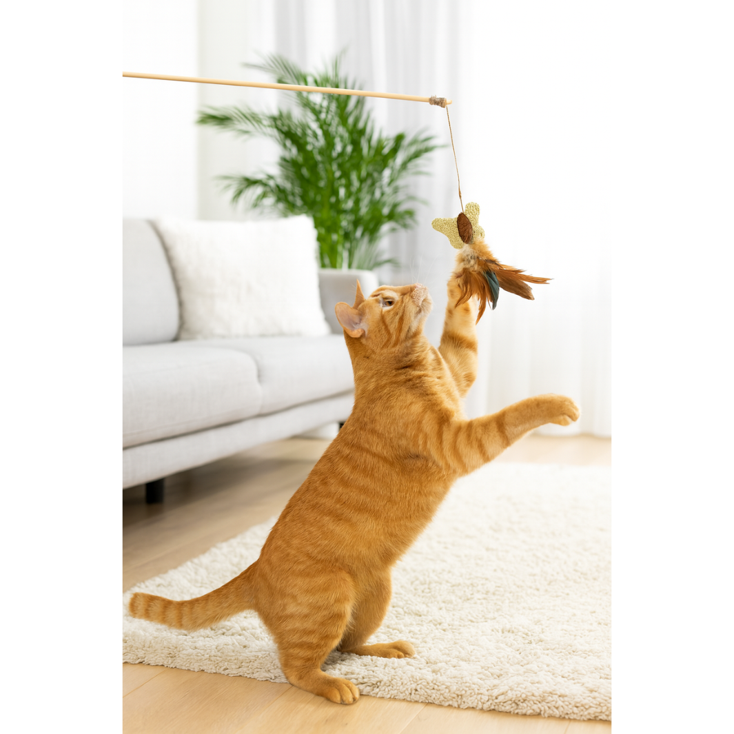 Spielangel mit Schmetterling/Federn