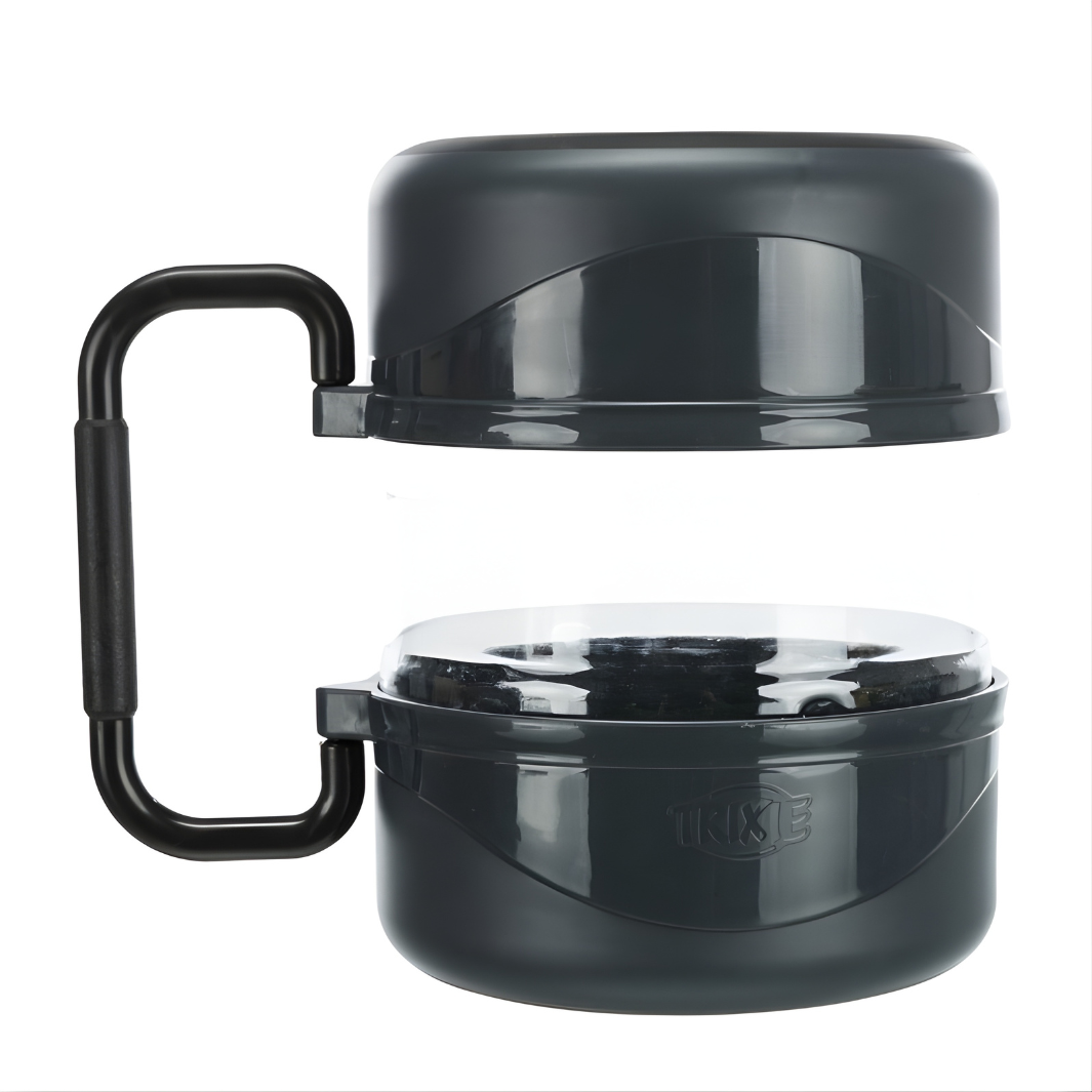 Reise-Set aus 2 Näpfen und Futterbehälter