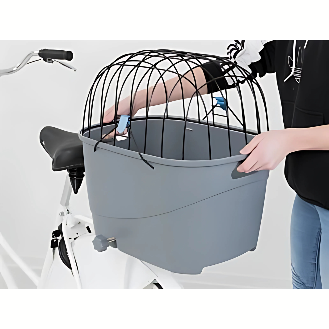 Trixie Fahrradkorb Für Gepäckträger Mit Drahtkuppel - Grau